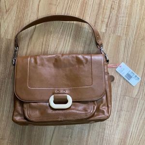 Orla Kiely Brown Leather Shoulder Bag